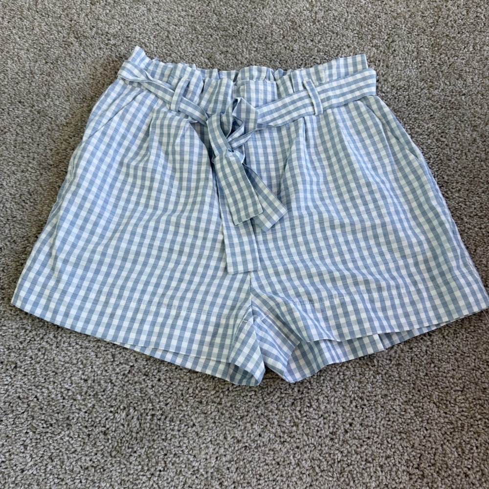 L.A. Hearts Paperbag Shorts Womens L Blue Gingham Belted Tie Waist Summer